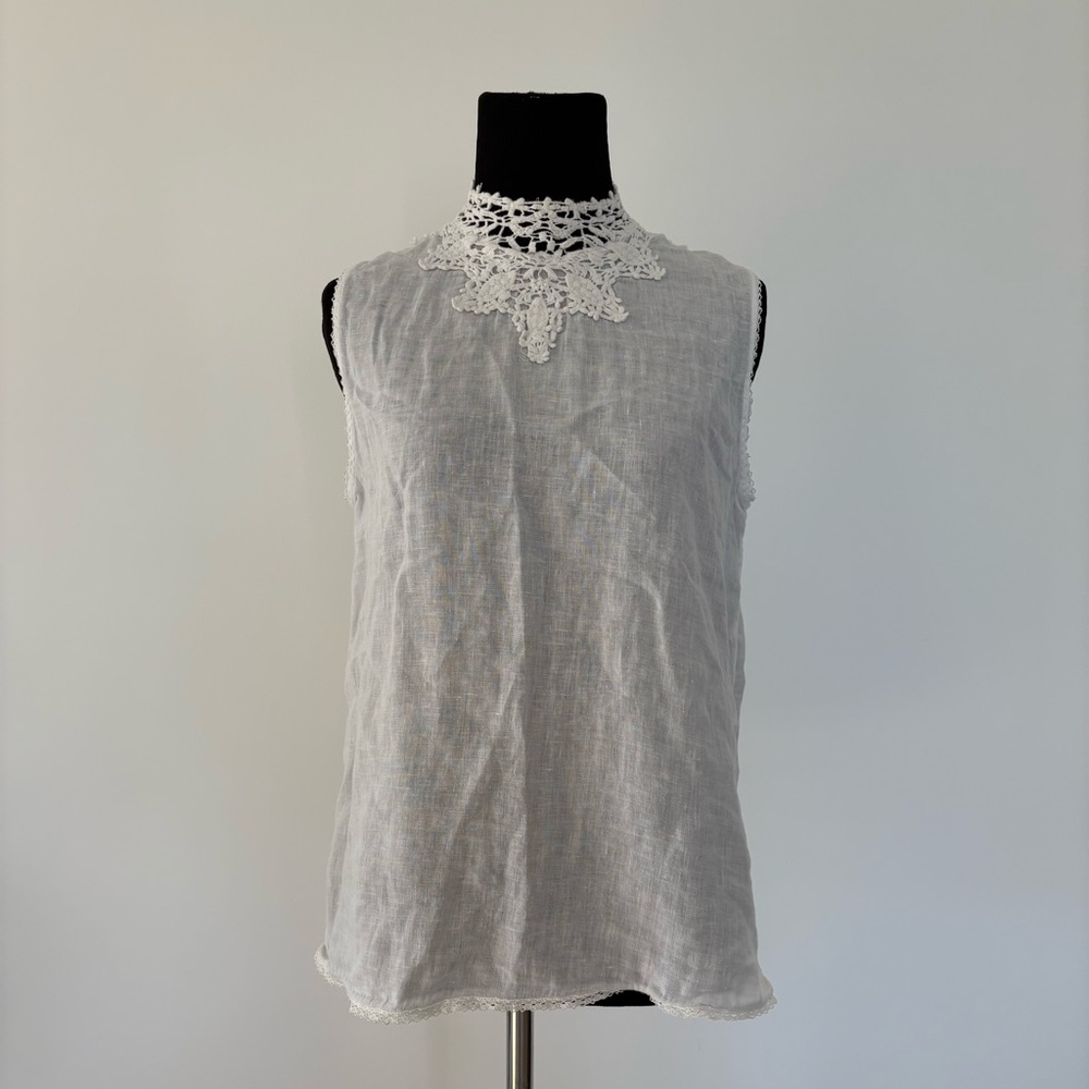 Elegant Lace Trim white top